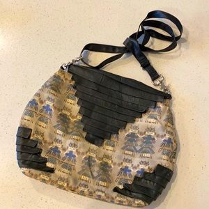 Leather and textile crossbody - Independent designer